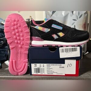 Reebok Black and Pink Classic Leather Step n Flash (light up)